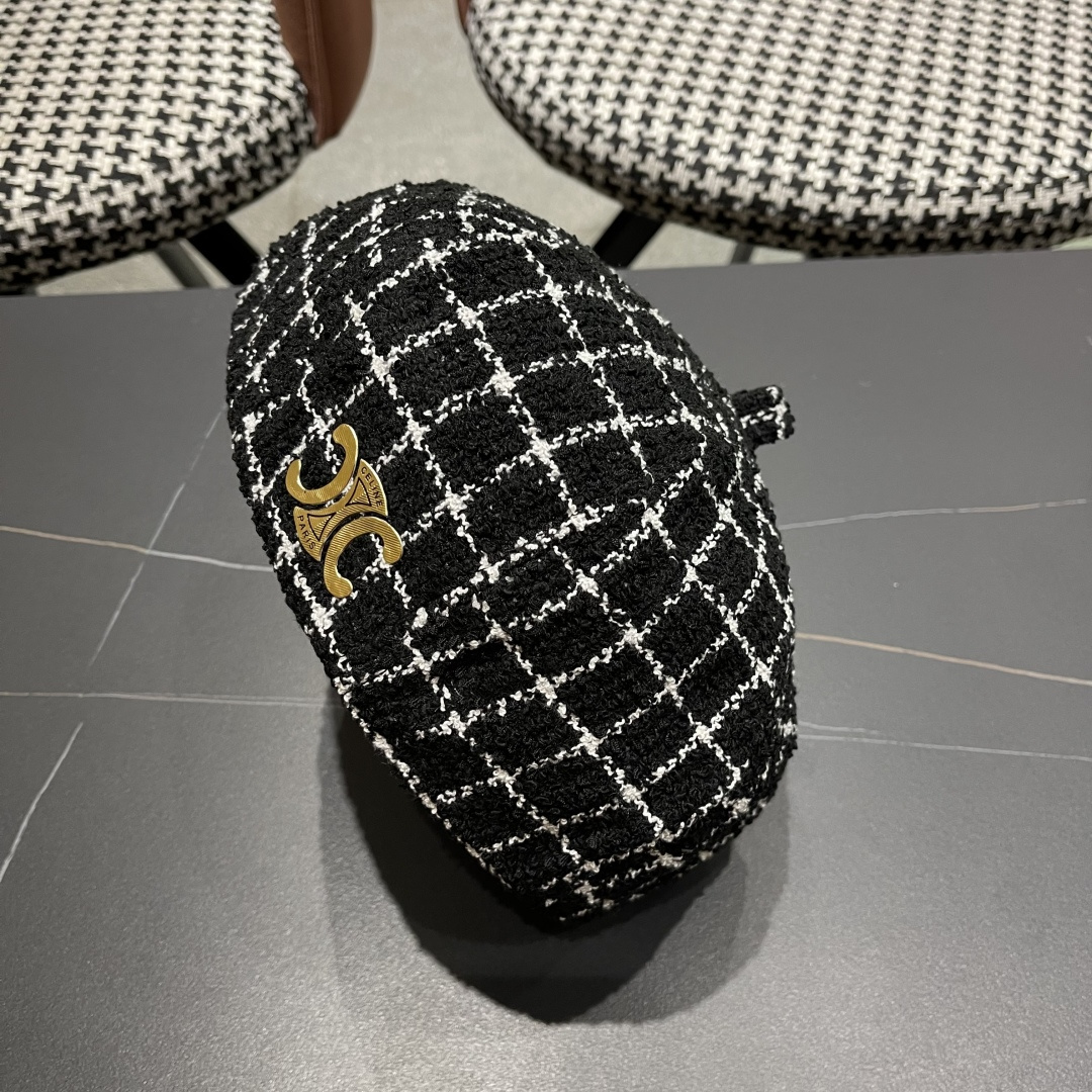  赛琳 CELINE 2025新款韩版格纹贝雷帽女秋冬百搭显脸小休闲
画家帽潮八角帽