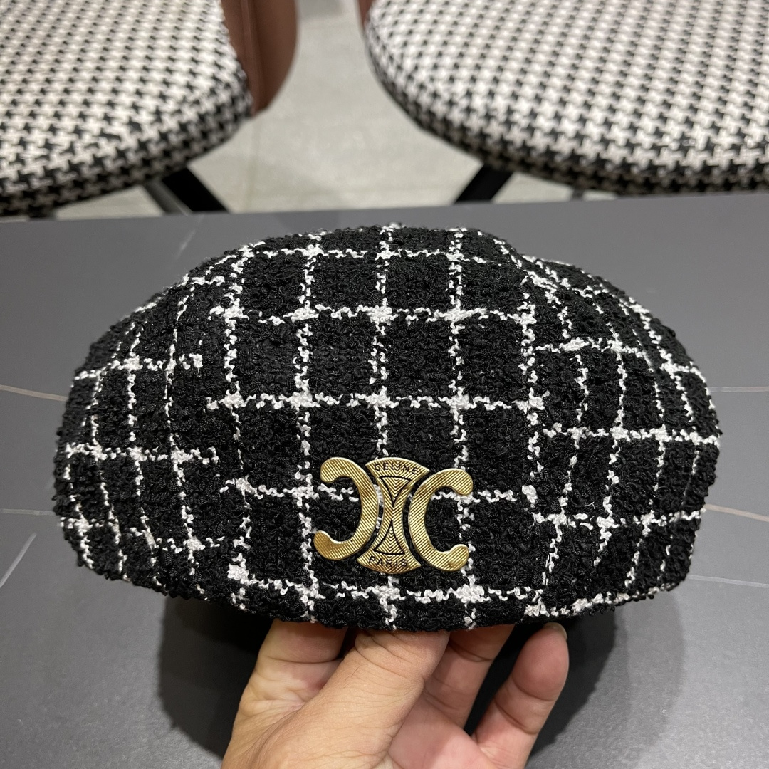  赛琳 CELINE 2025新款韩版格纹贝雷帽女秋冬百搭显脸小休闲
画家帽潮八角帽