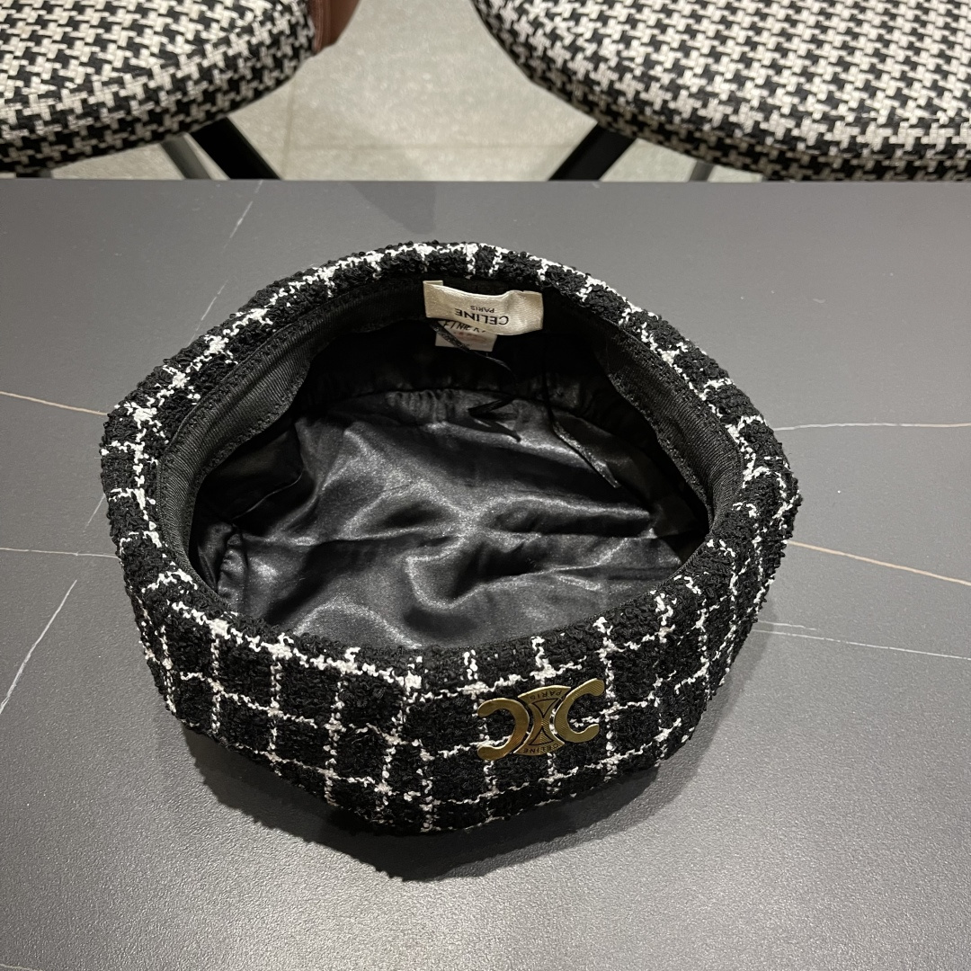  赛琳 CELINE 2025新款韩版格纹贝雷帽女秋冬百搭显脸小休闲
画家帽潮八角帽