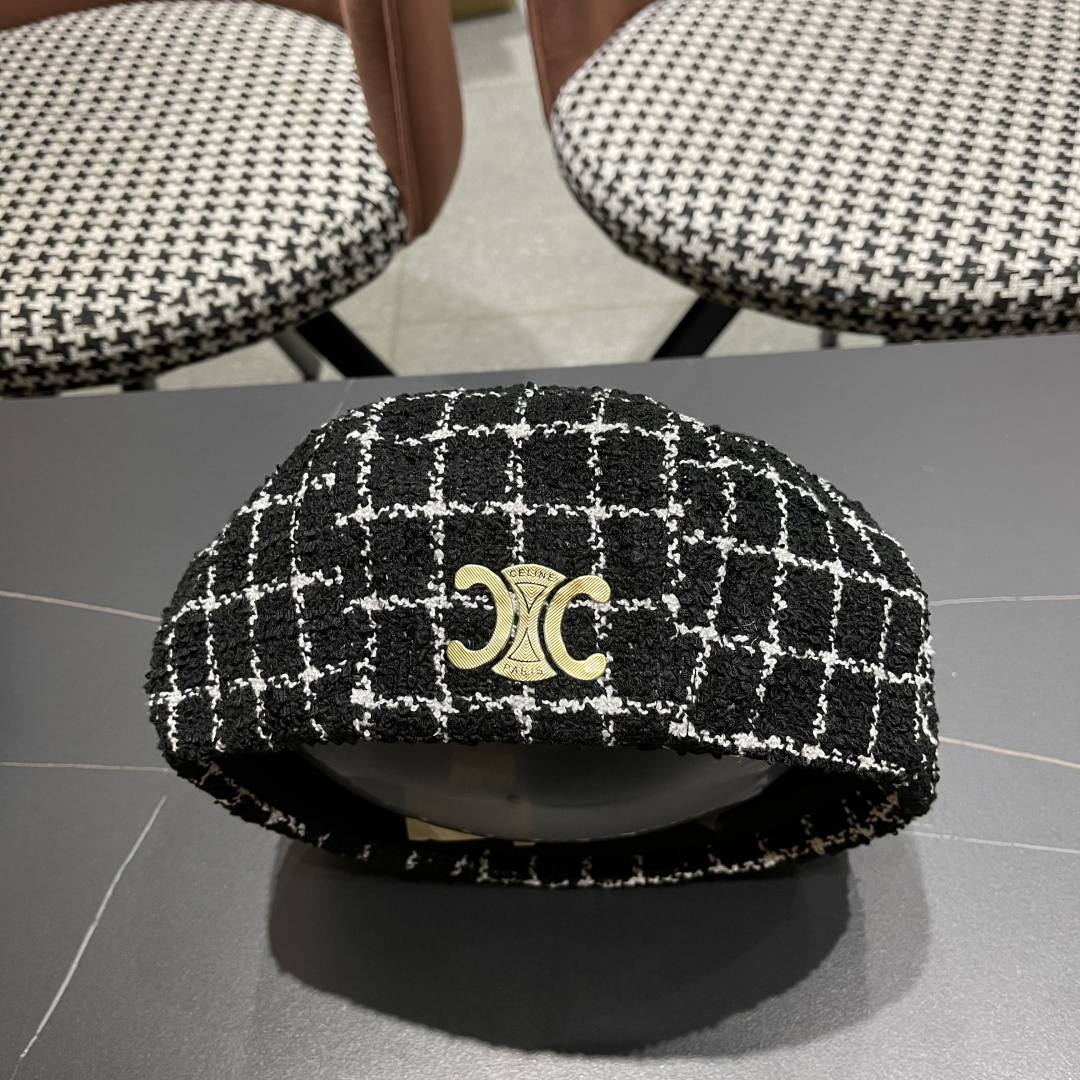  赛琳 CELINE 2025新款韩版格纹贝雷帽女秋冬百搭显脸小休闲
画家帽潮八角帽