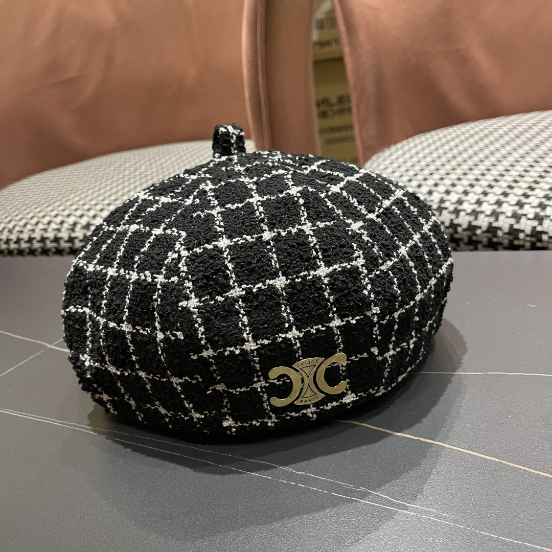  赛琳 CELINE 2025新款韩版格纹贝雷帽女秋冬百搭显脸小休闲
画家帽潮八角帽