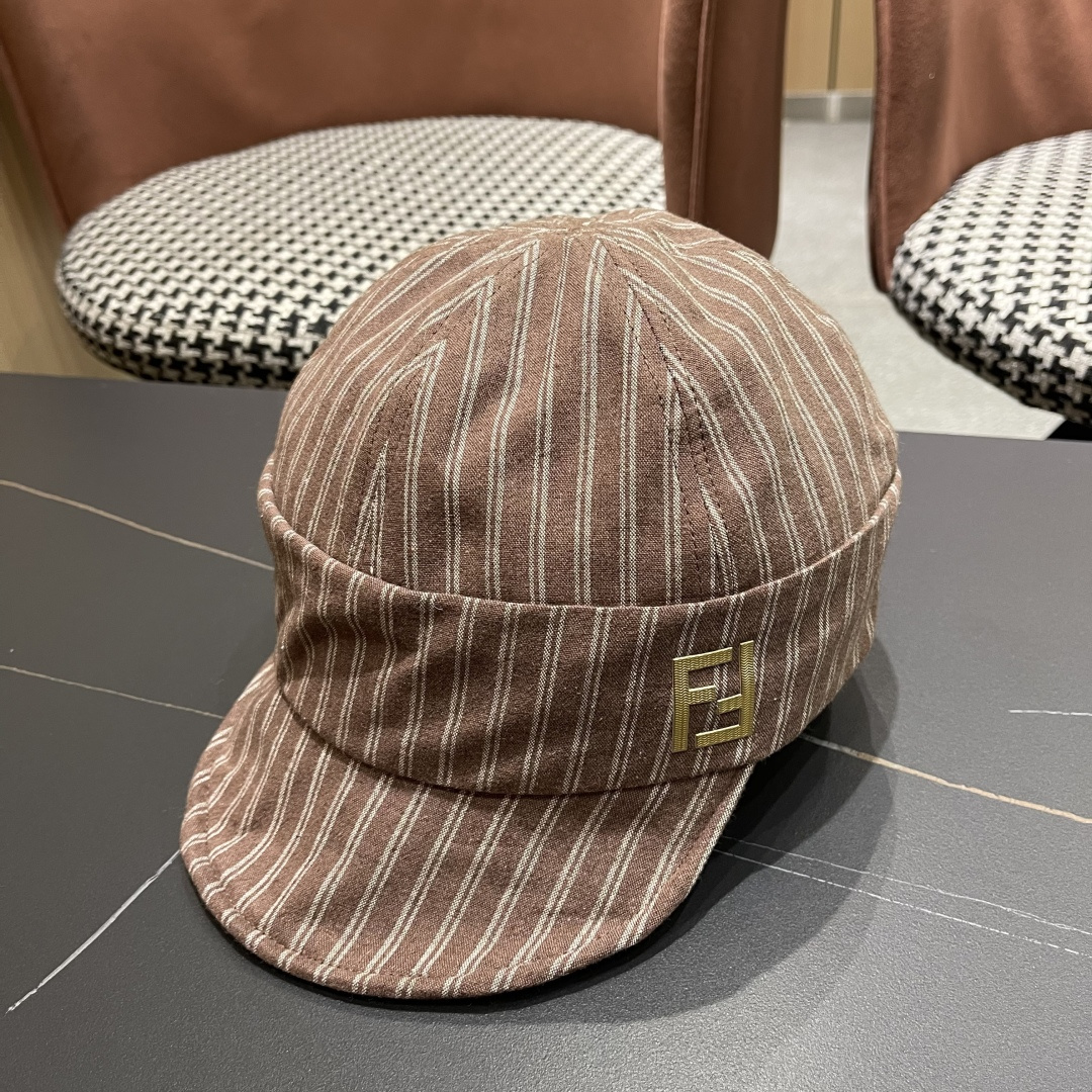  芬迪FENDl日系文艺复古条纹八角帽女宽帽檐显脸小时髦贝雷帽鸭舌报童帽