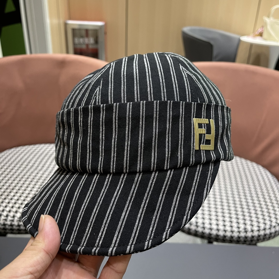  芬迪FENDl日系文艺复古条纹八角帽女宽帽檐显脸小时髦贝雷帽鸭舌报童帽