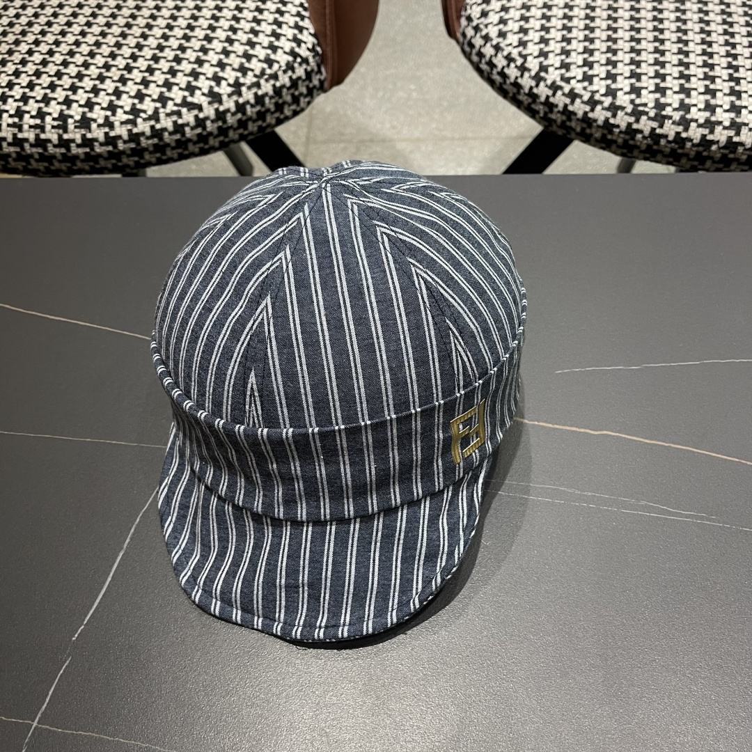  芬迪FENDl日系文艺复古条纹八角帽女宽帽檐显脸小时髦贝雷帽鸭舌报童帽