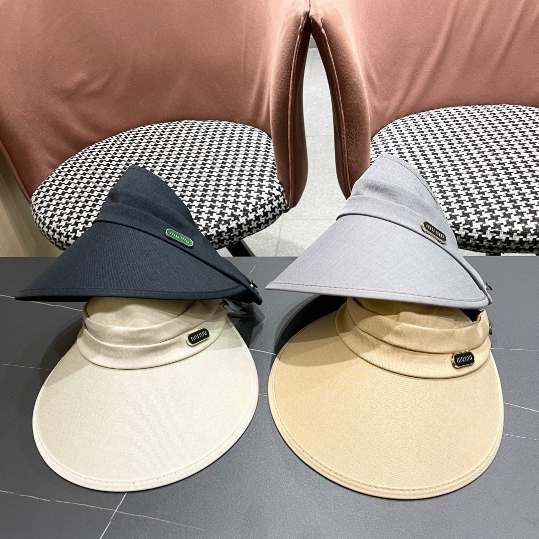  谬谬miumiu帽子女夏季新款大檐防晒空顶帽冰丝抗紫外线
户外透气全脸遮太阳帽