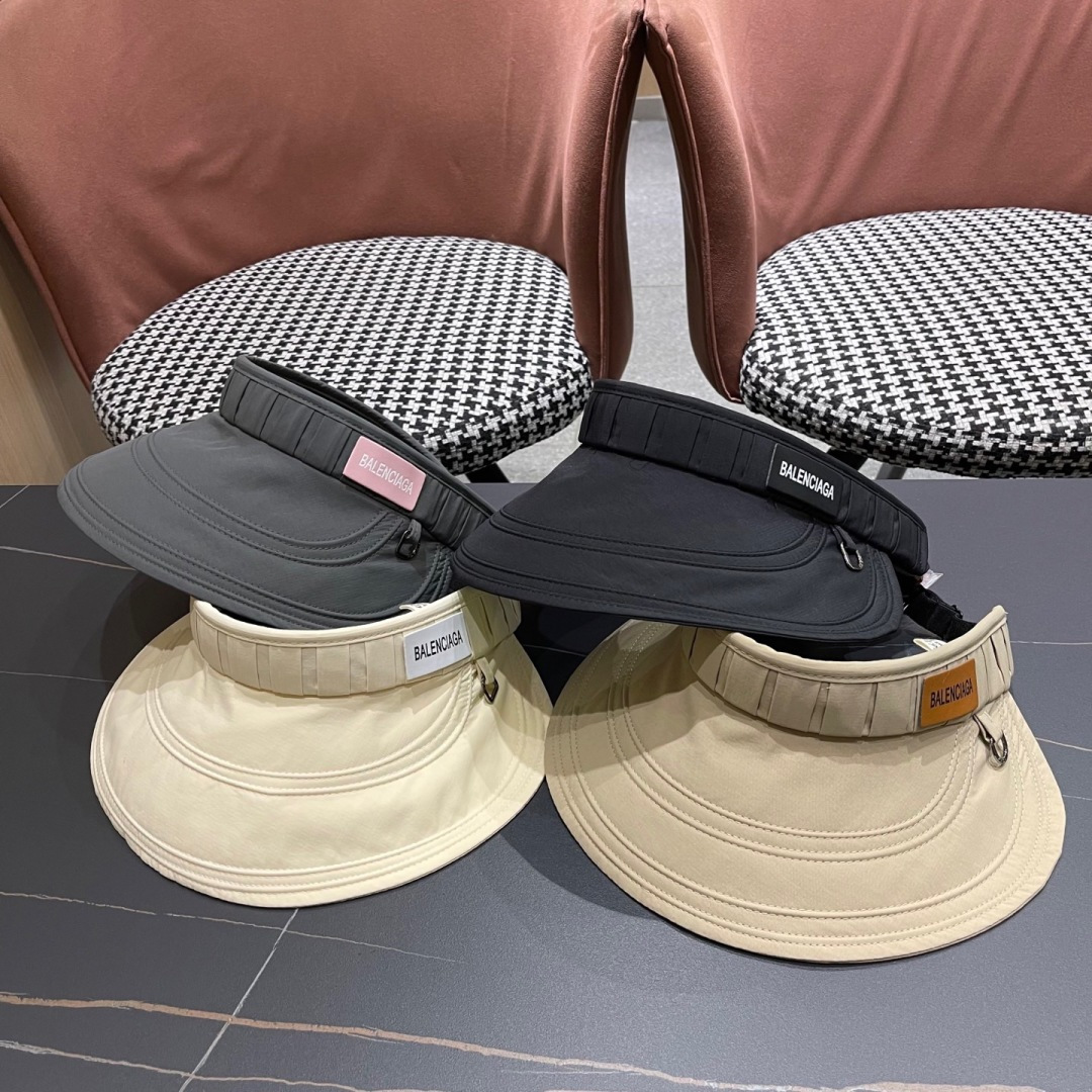  Balenclaga巴黎世家2025韩版时尚褶皱空顶帽女春夏季日系大檐遮
阳防晒可折叠太阳帽