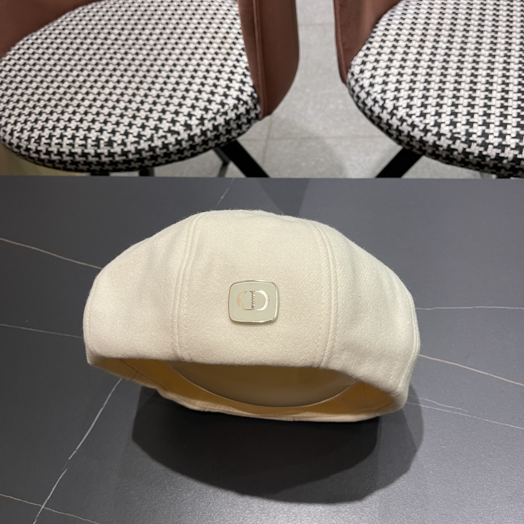  DIOR迪奥贝雷帽百搭可爱圆顶甜美蓓蕾帽显脸小日系保暖逛街出游八角帽