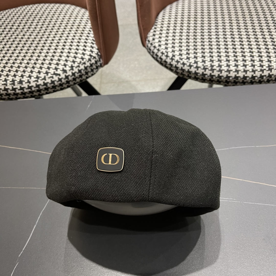  DIOR迪奥贝雷帽百搭可爱圆顶甜美蓓蕾帽显脸小日系保暖逛街出游八角帽