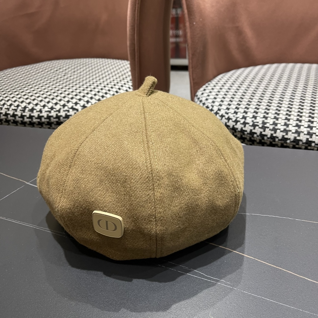  DIOR迪奥贝雷帽百搭可爱圆顶甜美蓓蕾帽显脸小日系保暖逛街出游八角帽