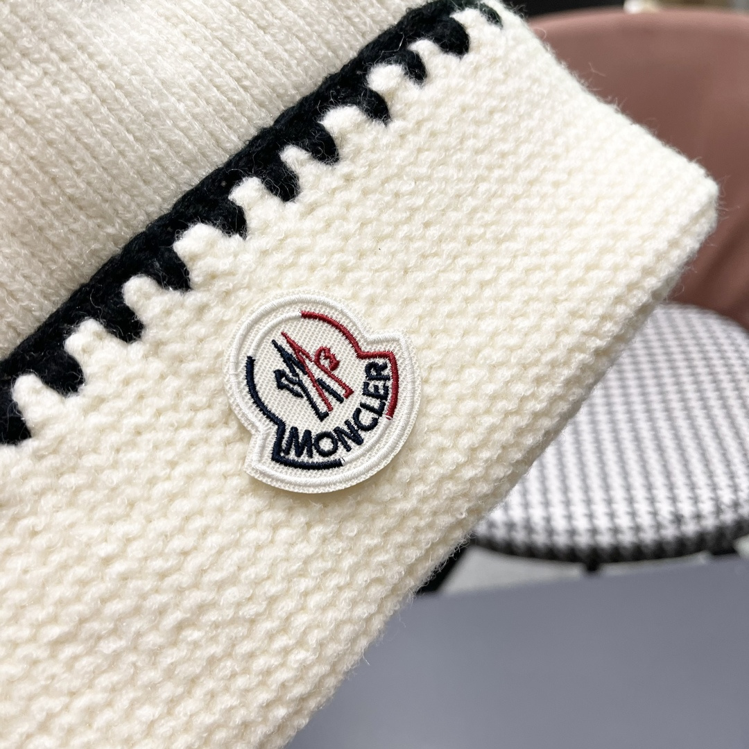  MONCLER（蒙口）韩系氛围高级感针织帽子女秋冬
时尚毛线帽宽松显脸小套头冷帽