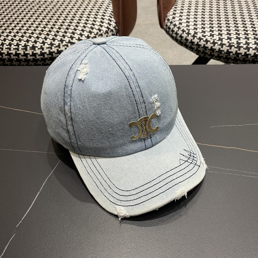  【CELINE赛琳】新款破洞牛仔棒球帽🧢，出街必备超好搭配，赶紧入手！