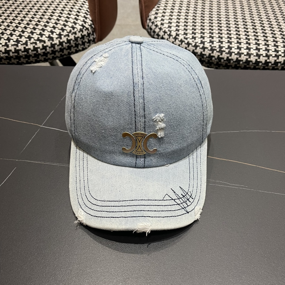  【CELINE赛琳】新款破洞牛仔棒球帽🧢，出街必备超好搭配，赶紧入手！