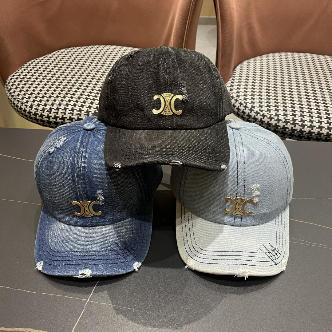  【CELINE赛琳】新款破洞牛仔棒球帽🧢，出街必备超好搭配，赶紧入手！