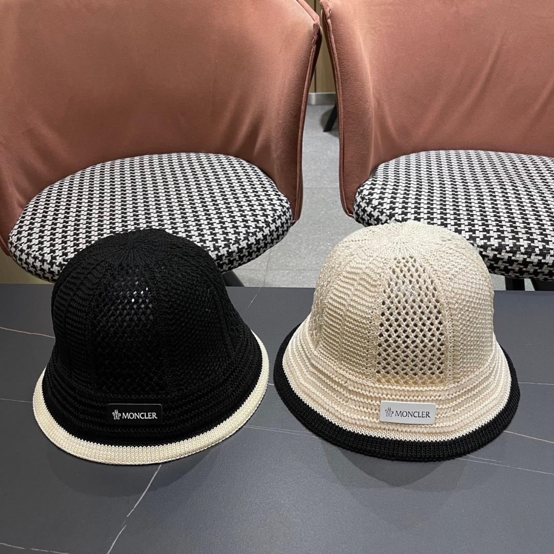  蒙口MONCLER韩版镂空渔夫帽子女春夏季防晒帽镂空透气品
脸小遮阳帽盆帽编织帽