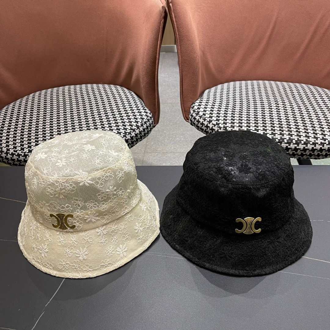 【CELINE赛琳】韩版蕾丝薄款平顶渔夫帽子女夏季时
尚镂空透气遞脸防晒帽日系盆帽