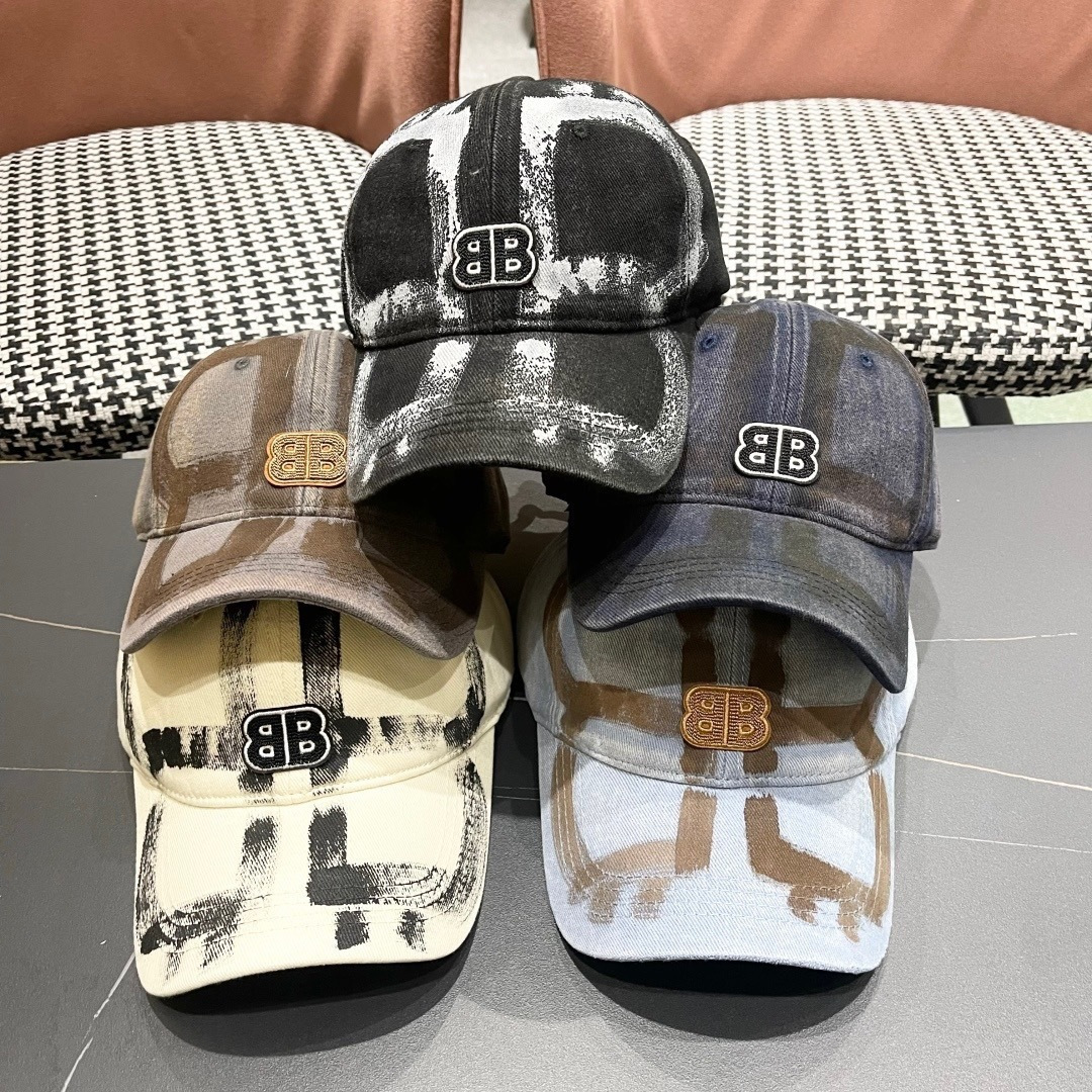  Balenclaga巴黎世家小众涂鸦双B水洗牛仔深顶棒球帽女
显脸小宽檐大头围嘻哈鸭舌帽