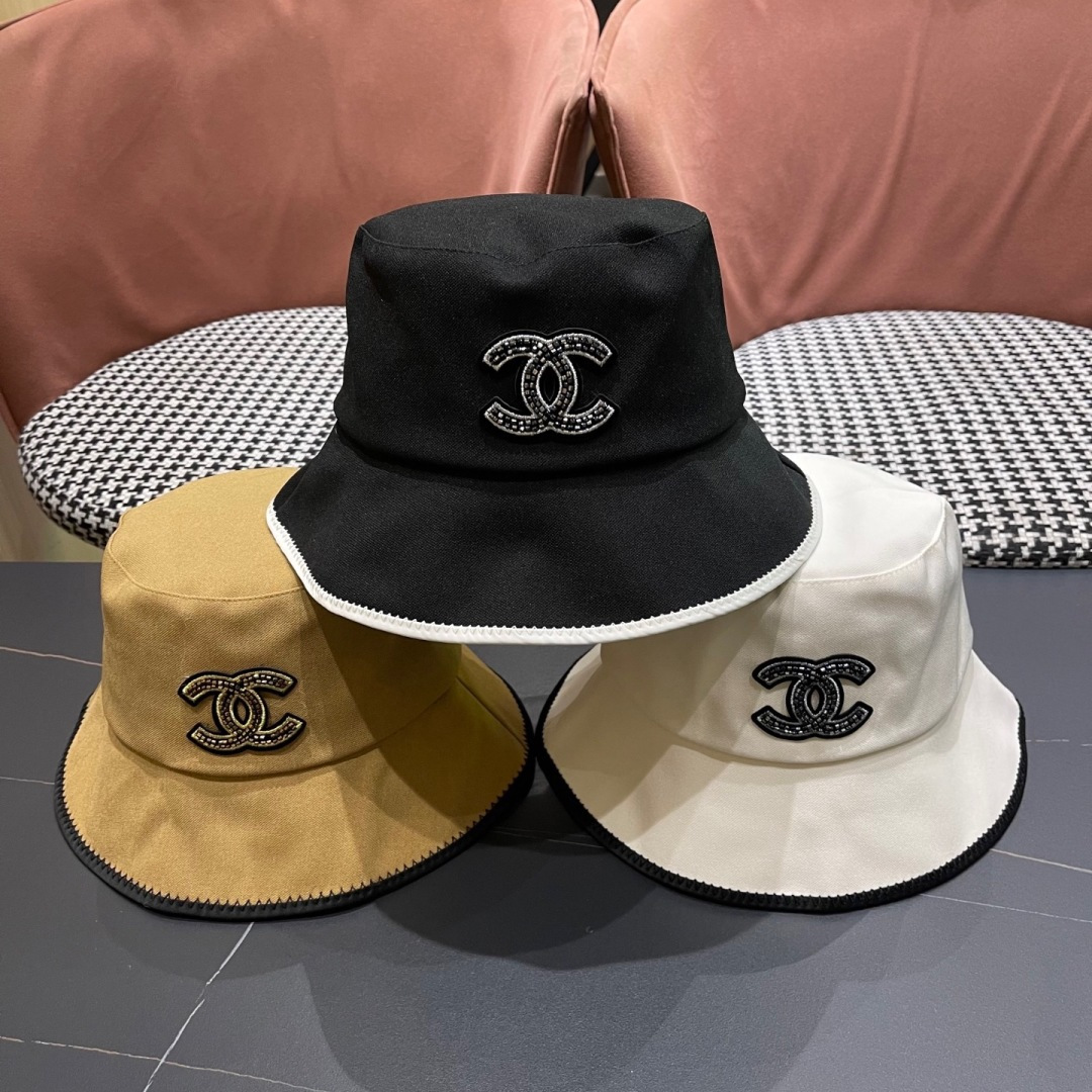  chanel香奈儿2025新款休闲百搭渔夫帽女春夏时尚蝴蝶结刺绣遮阳帽