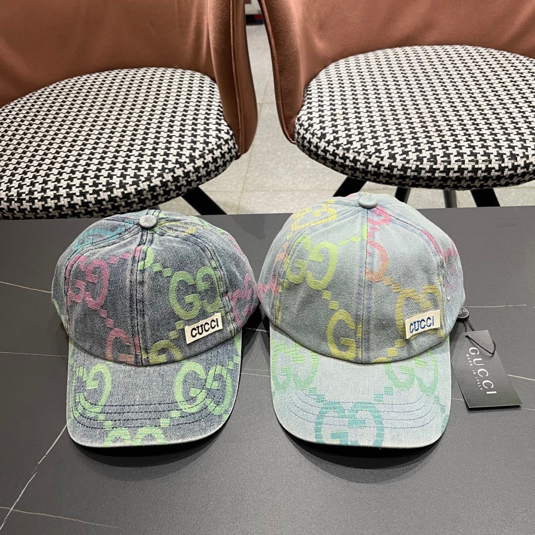  GUCCI古奇 2025专柜原单新款洗水牛仔棒球帽，很潮！休闲运动款，经典制作，超级好搭衣服！
