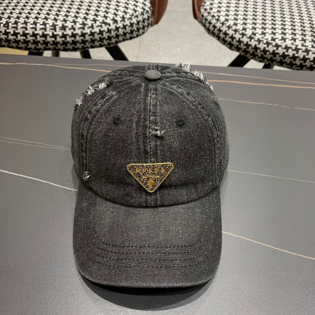  Prada普拉达 2025早春新款大牌款牛仔棒球帽，经典款男女通用