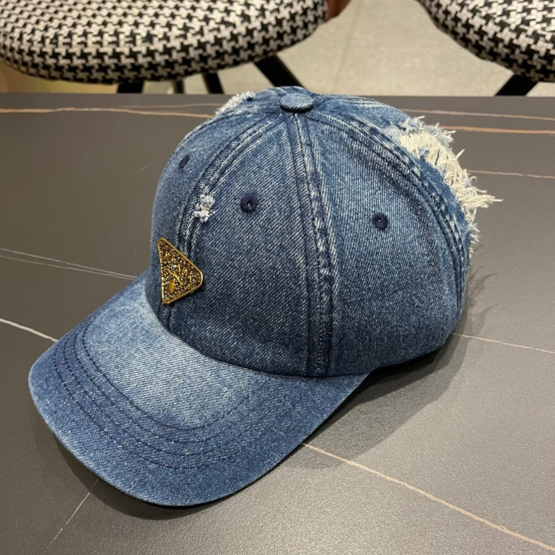  Prada普拉达 2025早春新款大牌款牛仔棒球帽，经典款男女通用