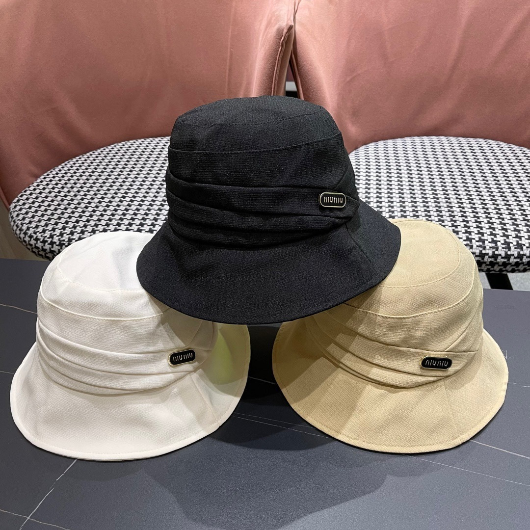  谬谬miumiu日系休闲百搭渔夫帽防紫外线宽檐遮脸网红盆帽大
头国品脸小水桶帽