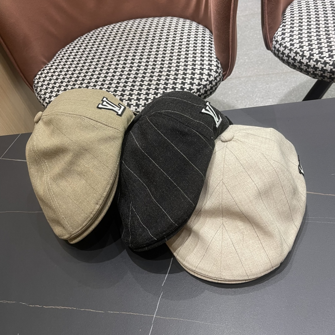  Lv 路易威登日系复古前进帽女大头围贝雷帽报童八角画家帽
男文艺短檐鸭舌帽子