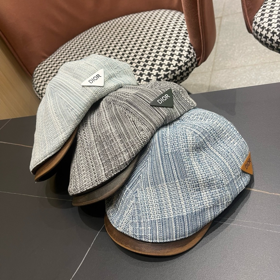  迪奥 日系复古牛仔前进帽女夏文艺休闲百搭皮质
帽檐画家帽鸭舌报童帽子