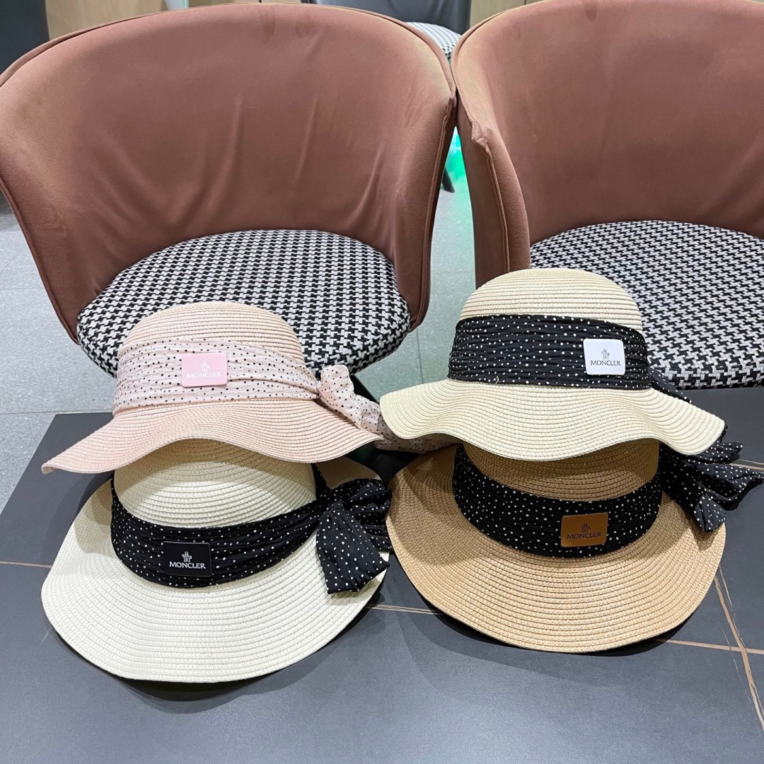  蒙口Moncler仙女风波浪型帽檐蝴蝶结草帽女夏季忿帽遮阳防晒
渔夫帽度假沙滩帽