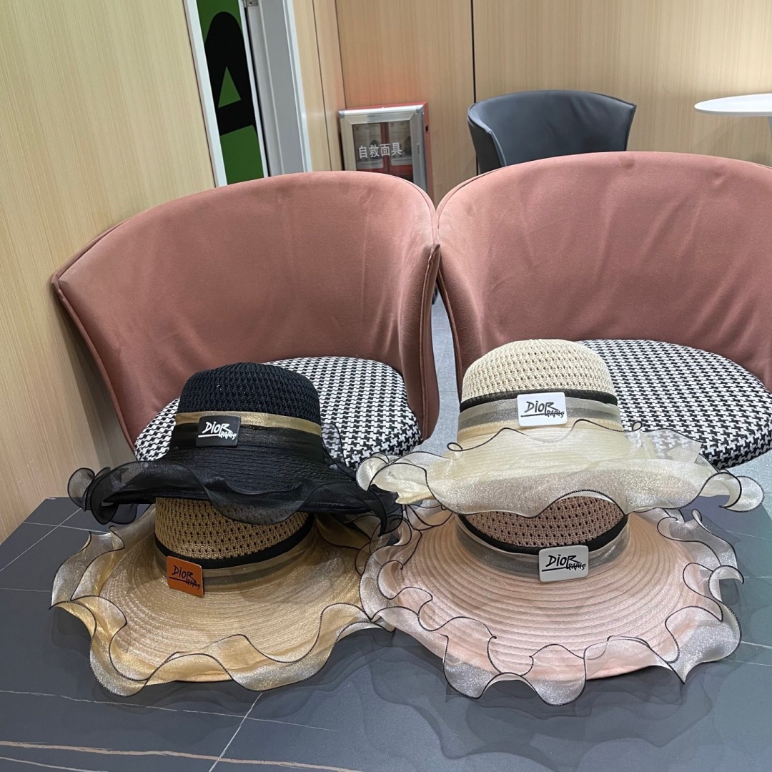 【迪奥DIOR】高级感气质优雅大沿帽女神欧根纱透气波浪边
防晒帽夏季妈妈遮阳帽