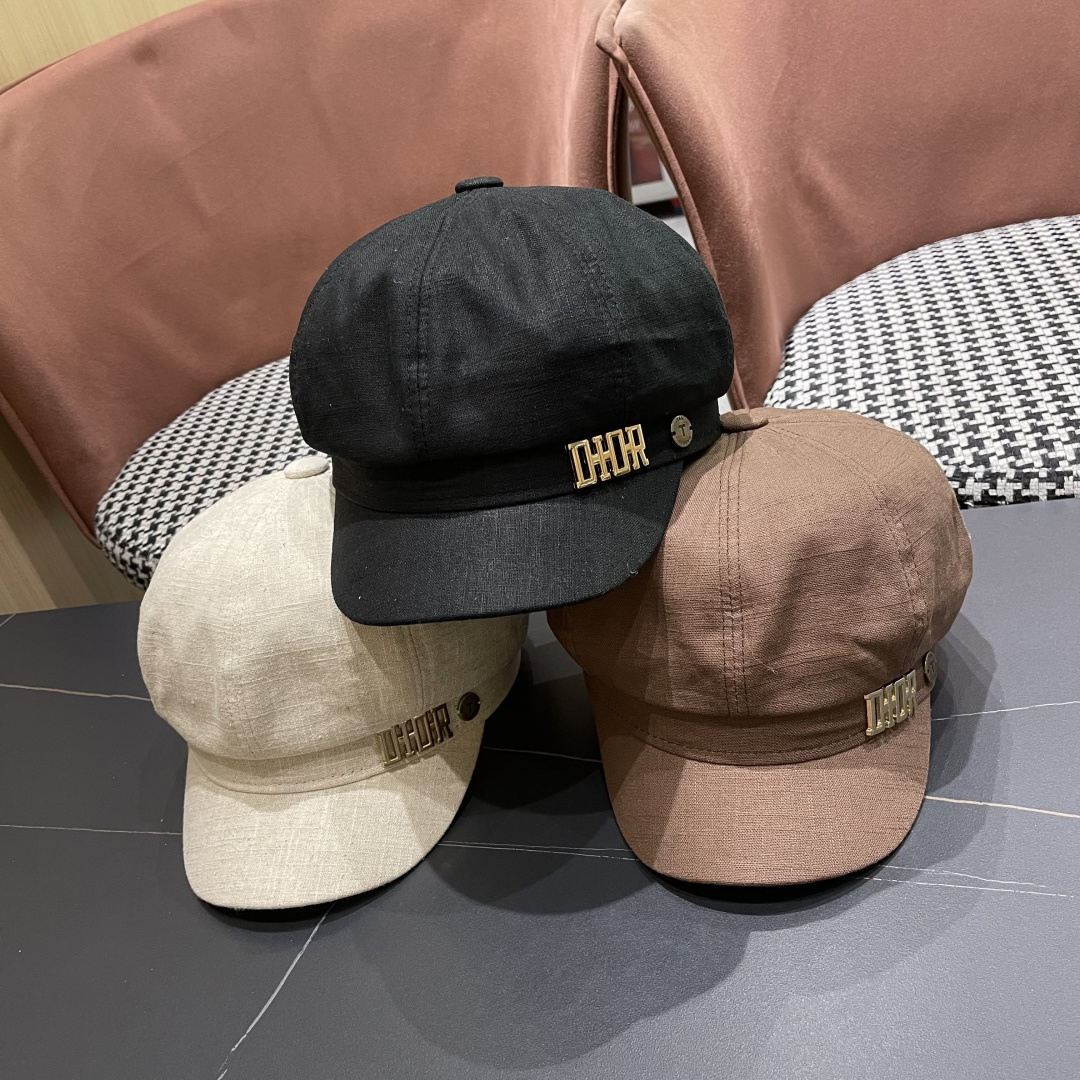  迪奥 香港代购文艺八角帽女 2025英伦贝雷帽显脸小鸭舌帽画家帽