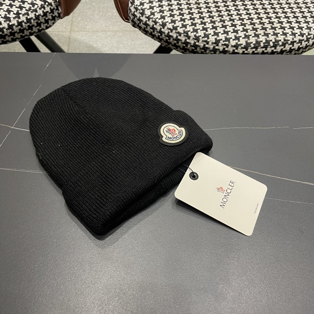  Moncler蒙口女秋冬季加绒加厚针织帽保暖护耳冷帽2025新款包头毛线帽