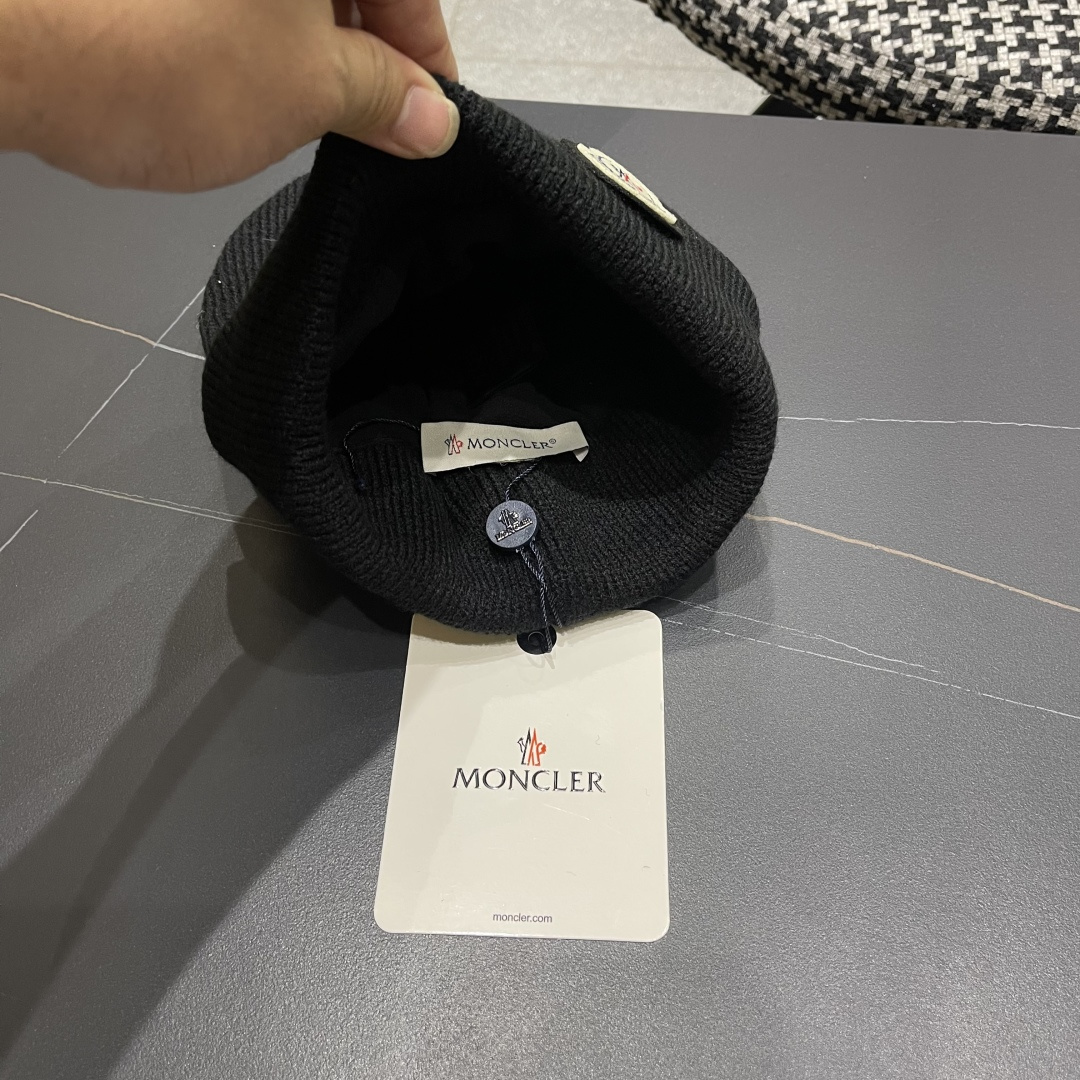  Moncler蒙口女秋冬季加绒加厚针织帽保暖护耳冷帽2025新款包头毛线帽