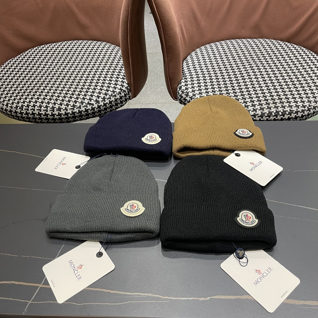  Moncler蒙口女秋冬季加绒加厚针织帽保暖护耳冷帽2025新款包头毛线帽