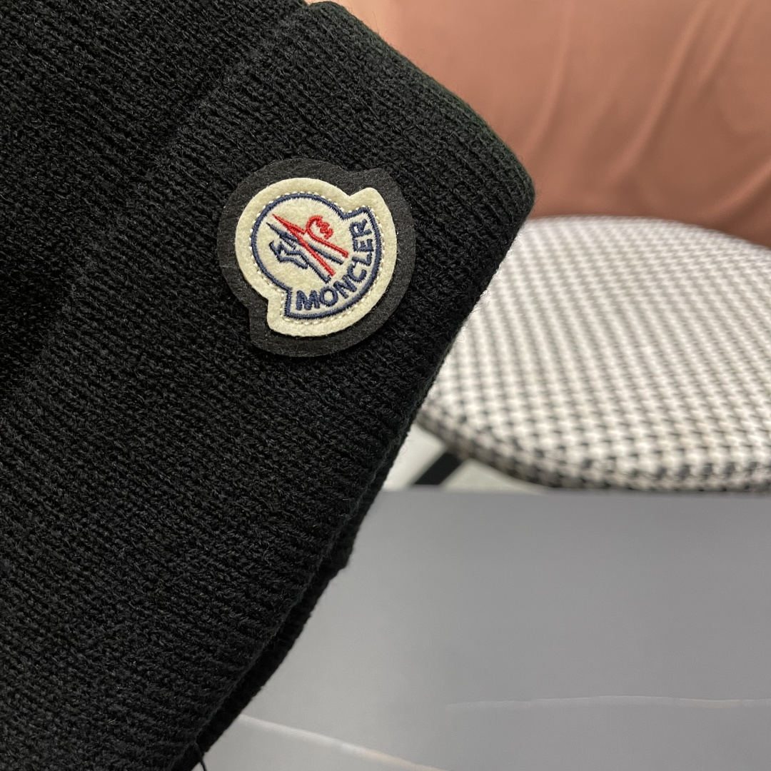  Moncler蒙口女秋冬季加绒加厚针织帽保暖护耳冷帽2025新款包头毛线帽