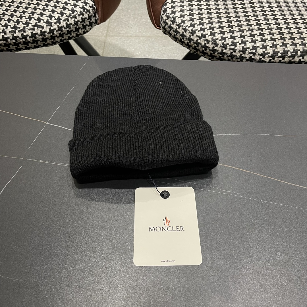  Moncler蒙口女秋冬季加绒加厚针织帽保暖护耳冷帽2025新款包头毛线帽