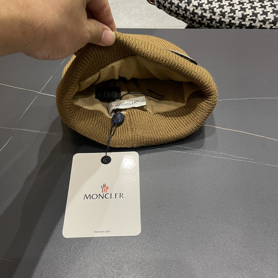  Moncler蒙口女秋冬季加绒加厚针织帽保暖护耳冷帽2025新款包头毛线帽
