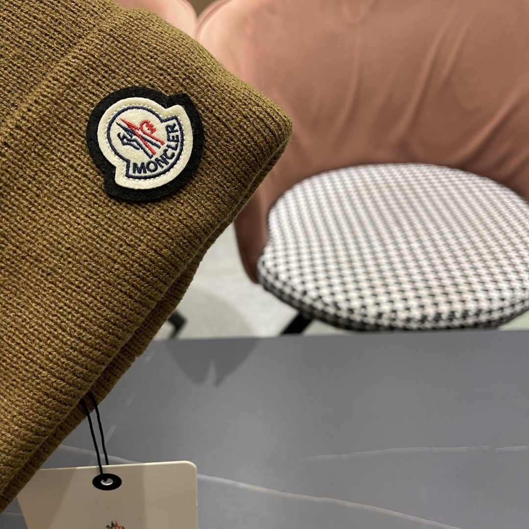  Moncler蒙口女秋冬季加绒加厚针织帽保暖护耳冷帽2025新款包头毛线帽