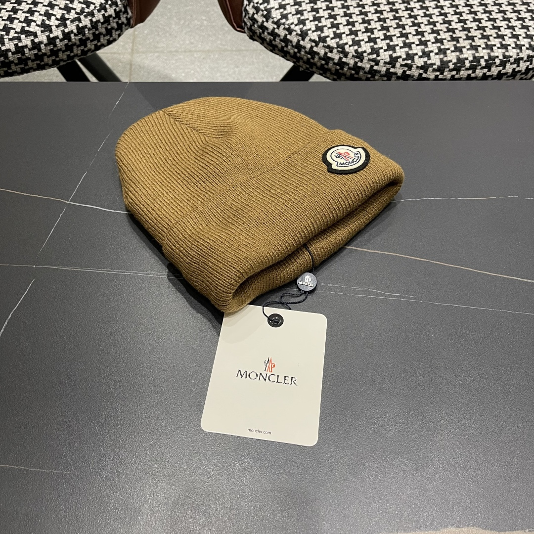 Moncler蒙口女秋冬季加绒加厚针织帽保暖护耳冷帽2025新款包头毛线帽