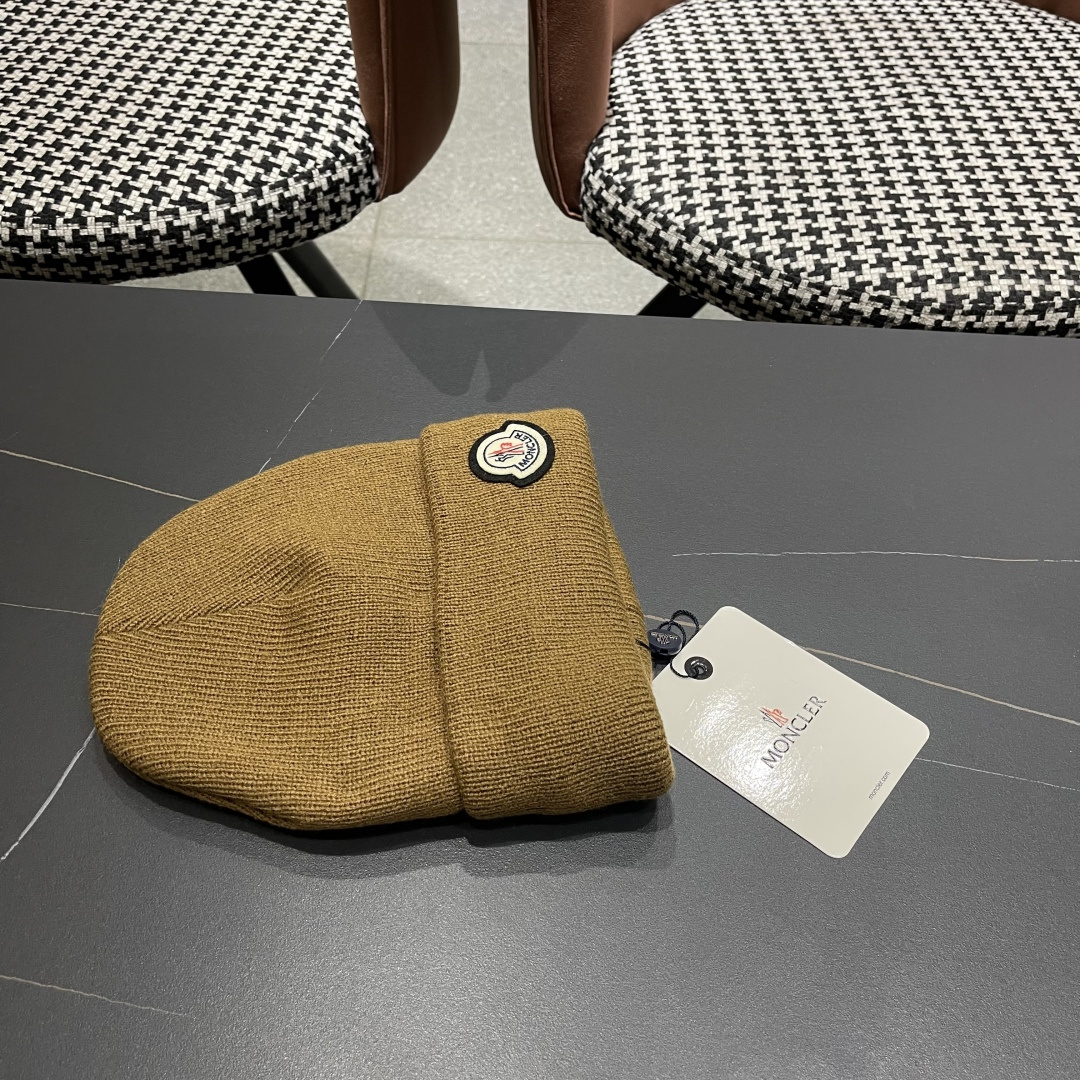  Moncler蒙口女秋冬季加绒加厚针织帽保暖护耳冷帽2025新款包头毛线帽
