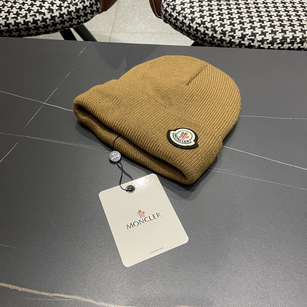  Moncler蒙口女秋冬季加绒加厚针织帽保暖护耳冷帽2025新款包头毛线帽