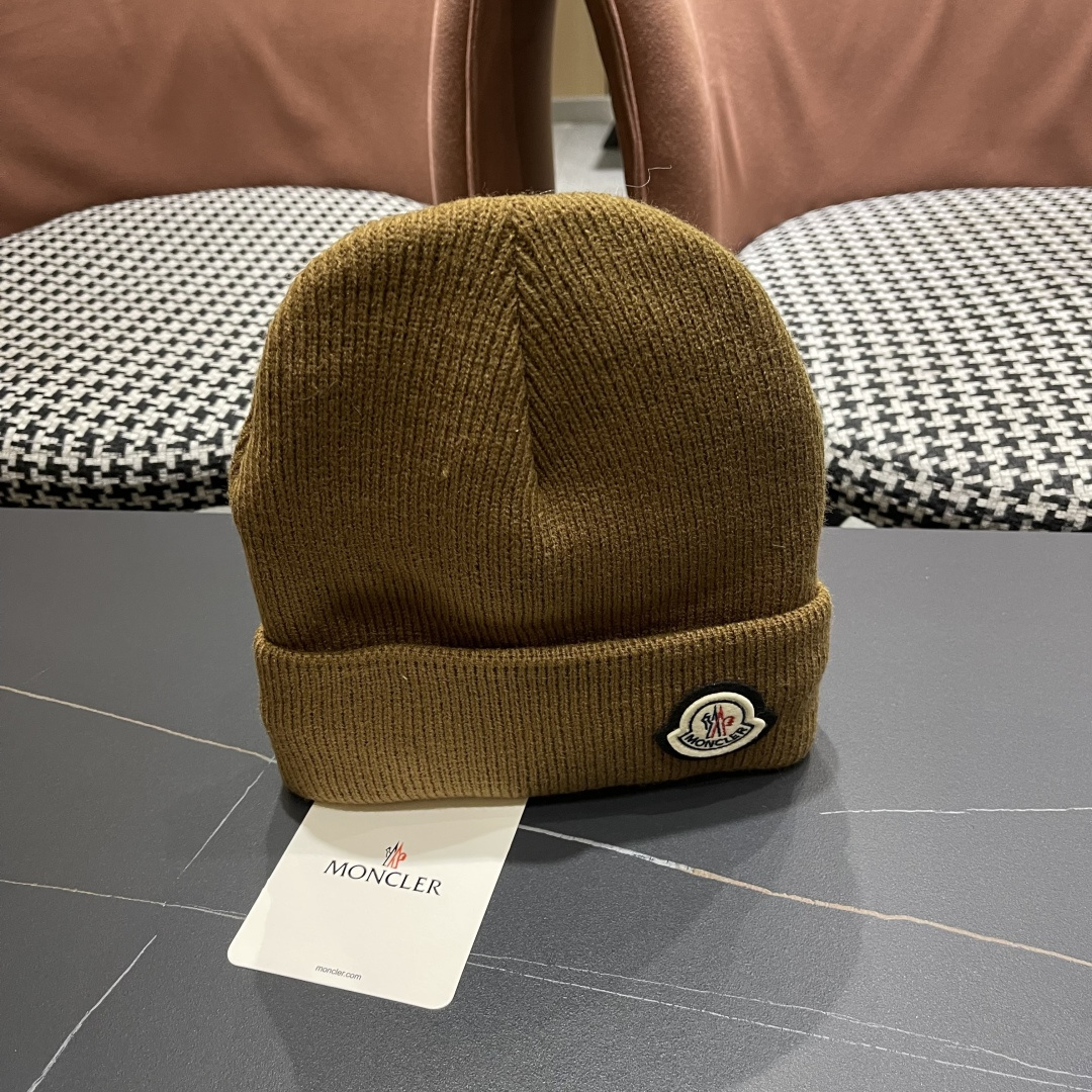  Moncler蒙口女秋冬季加绒加厚针织帽保暖护耳冷帽2025新款包头毛线帽