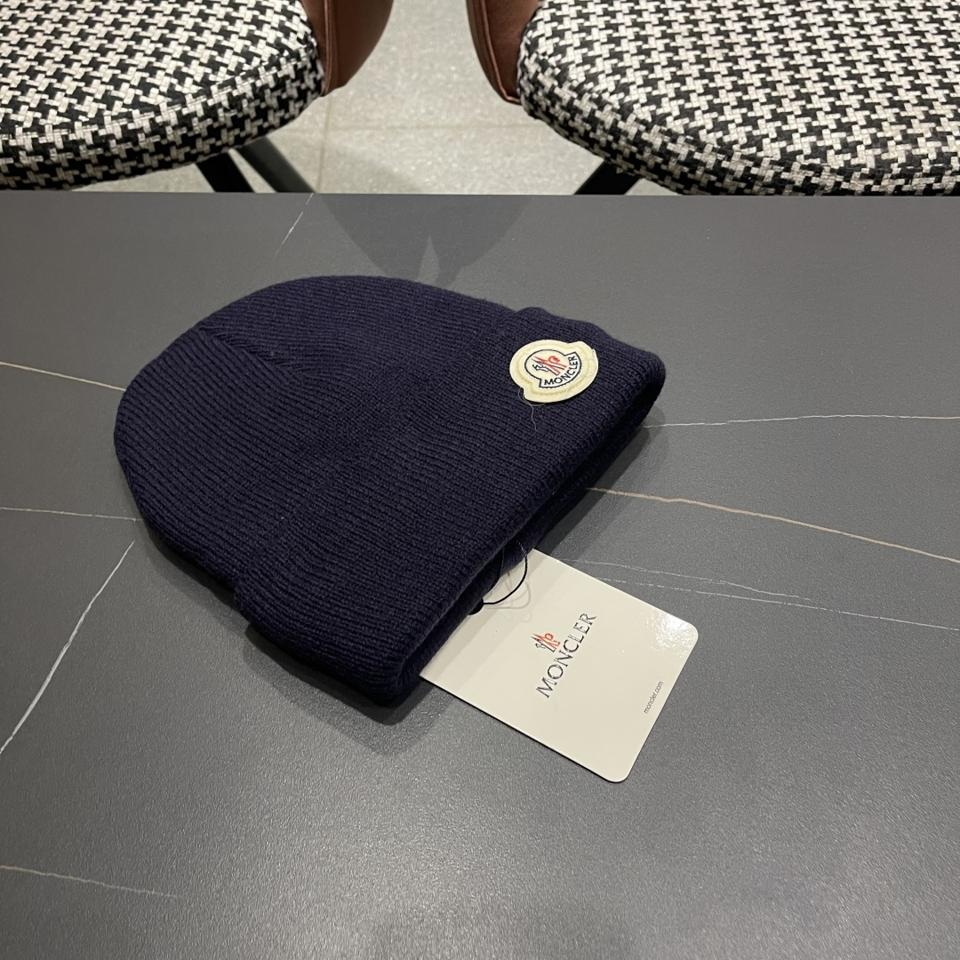  Moncler蒙口女秋冬季加绒加厚针织帽保暖护耳冷帽2025新款包头毛线帽