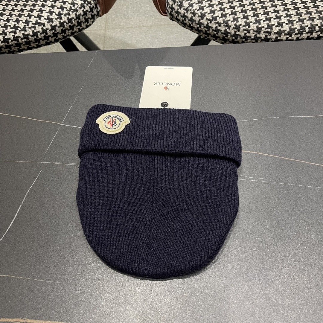  Moncler蒙口女秋冬季加绒加厚针织帽保暖护耳冷帽2025新款包头毛线帽