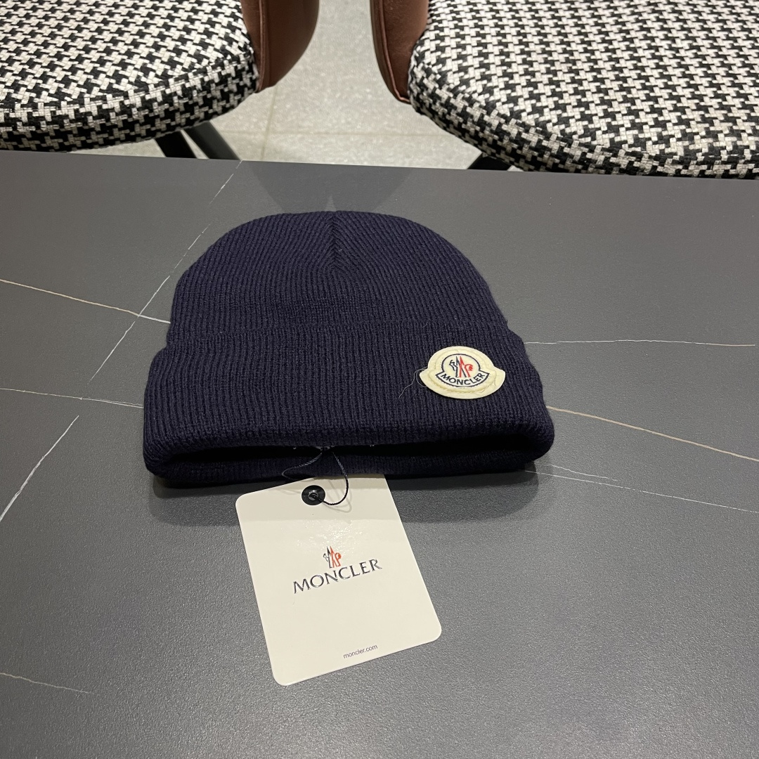  Moncler蒙口女秋冬季加绒加厚针织帽保暖护耳冷帽2025新款包头毛线帽
