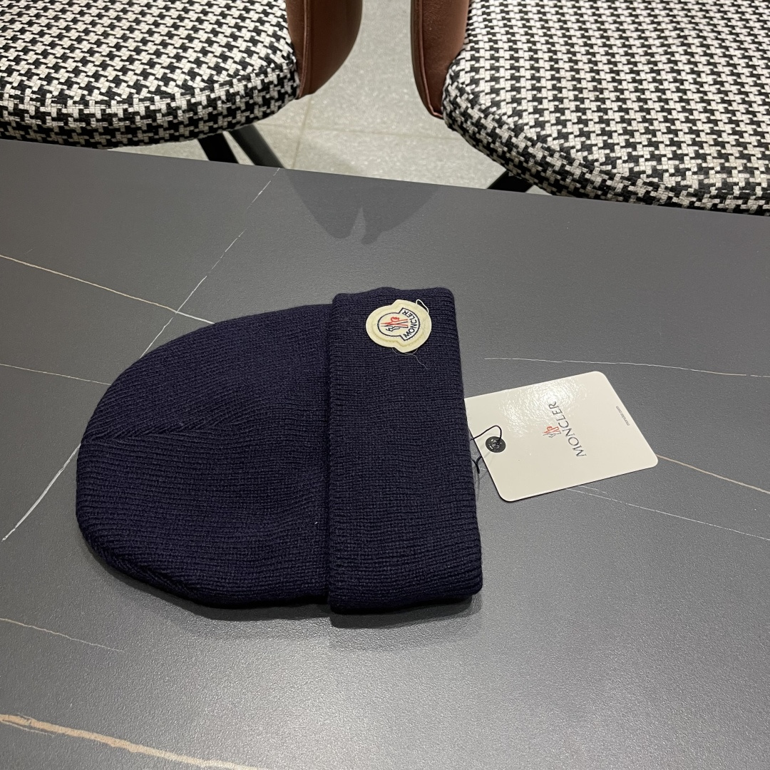  Moncler蒙口女秋冬季加绒加厚针织帽保暖护耳冷帽2025新款包头毛线帽