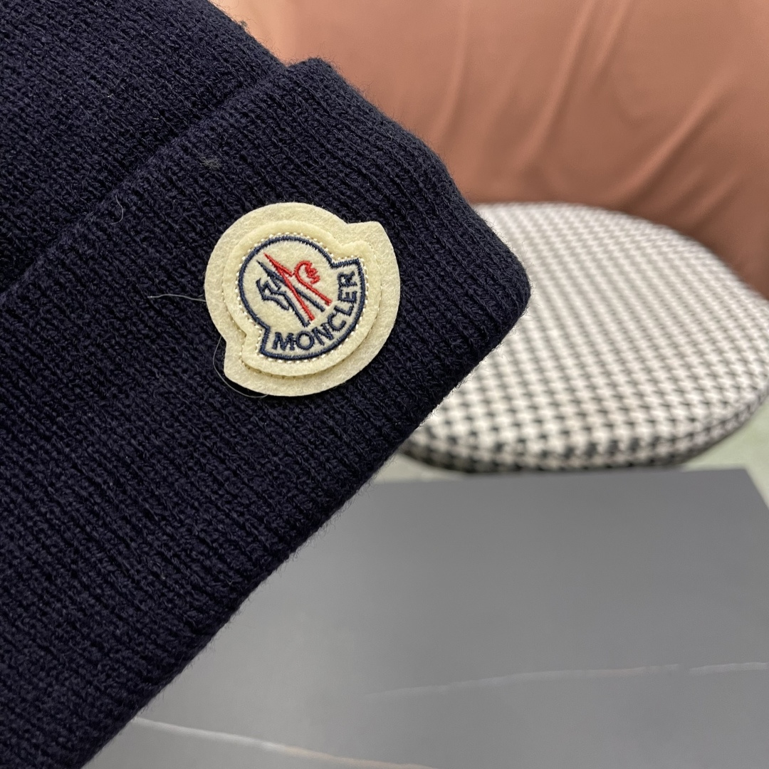  Moncler蒙口女秋冬季加绒加厚针织帽保暖护耳冷帽2025新款包头毛线帽