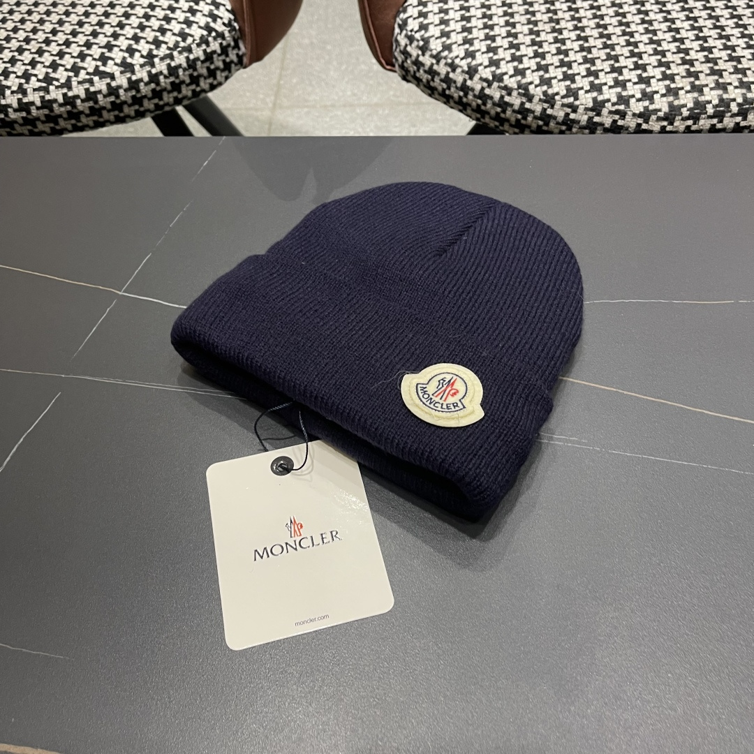  Moncler蒙口女秋冬季加绒加厚针织帽保暖护耳冷帽2025新款包头毛线帽
