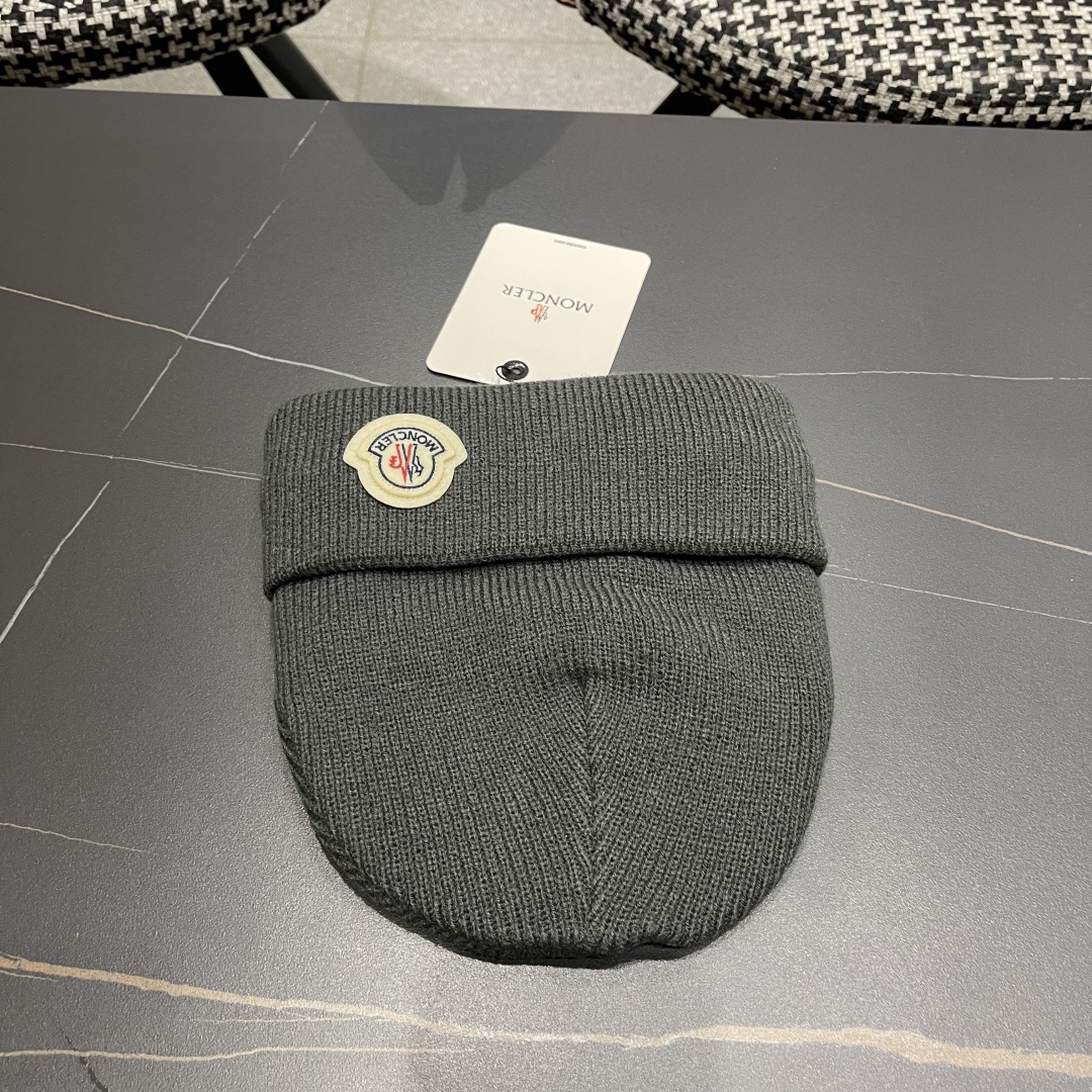  Moncler蒙口女秋冬季加绒加厚针织帽保暖护耳冷帽2025新款包头毛线帽