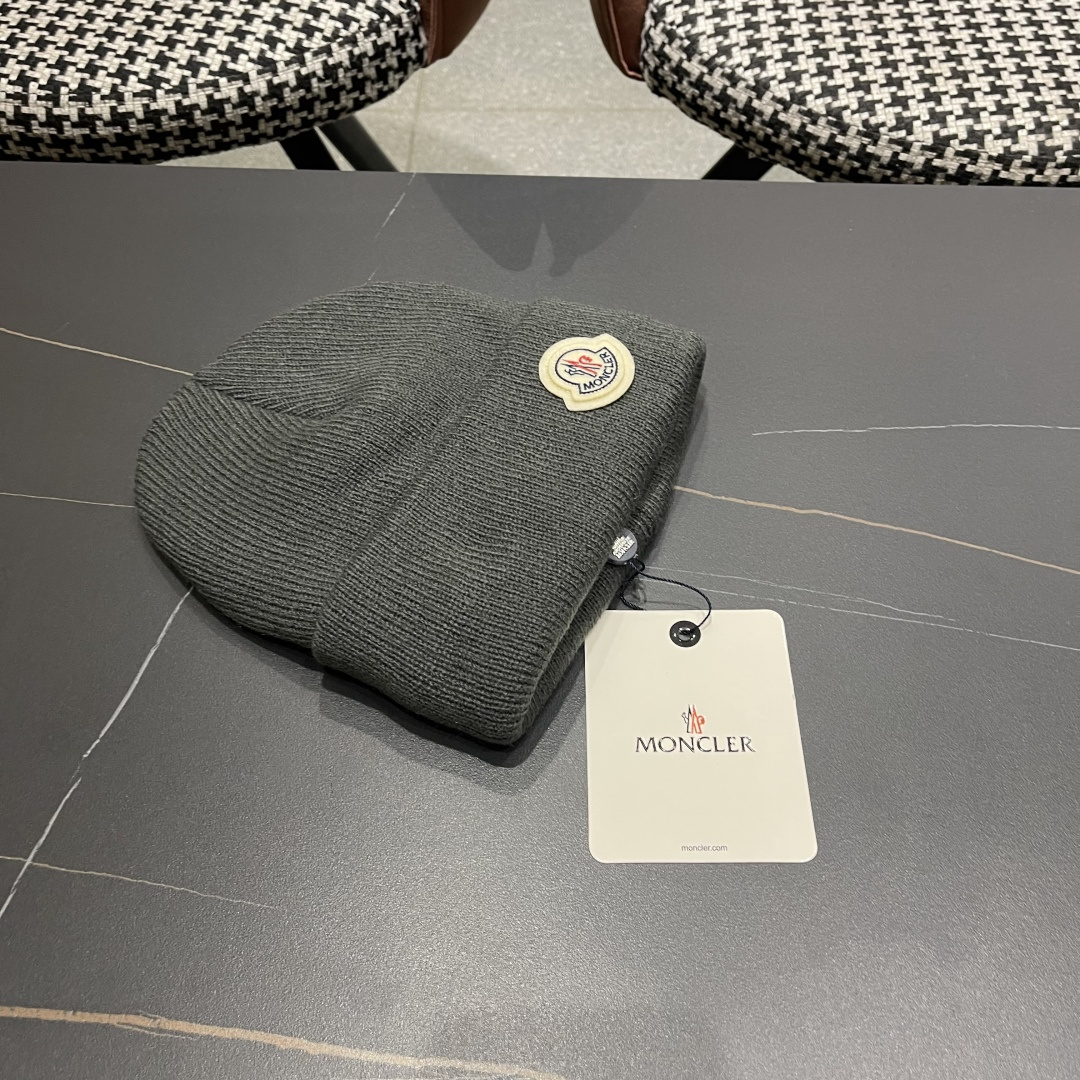  Moncler蒙口女秋冬季加绒加厚针织帽保暖护耳冷帽2025新款包头毛线帽