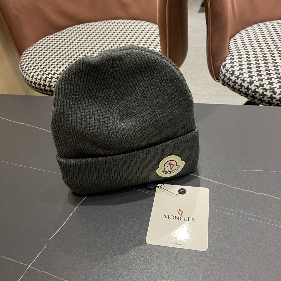  Moncler蒙口女秋冬季加绒加厚针织帽保暖护耳冷帽2025新款包头毛线帽